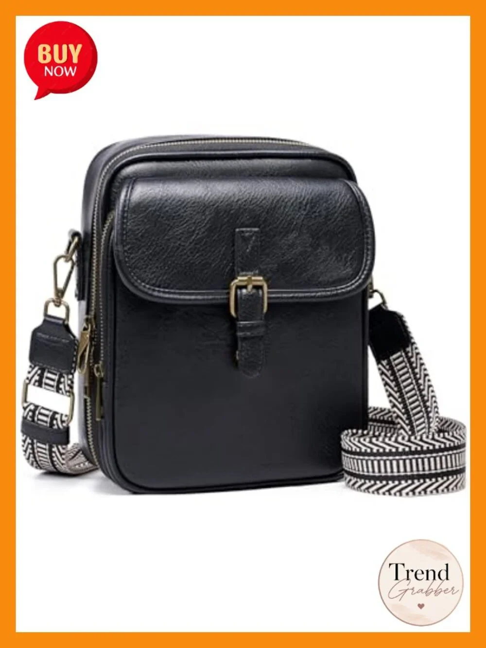 Vegan Leather Anti-Theft Messenger Crossbody Bag with Card Slots
